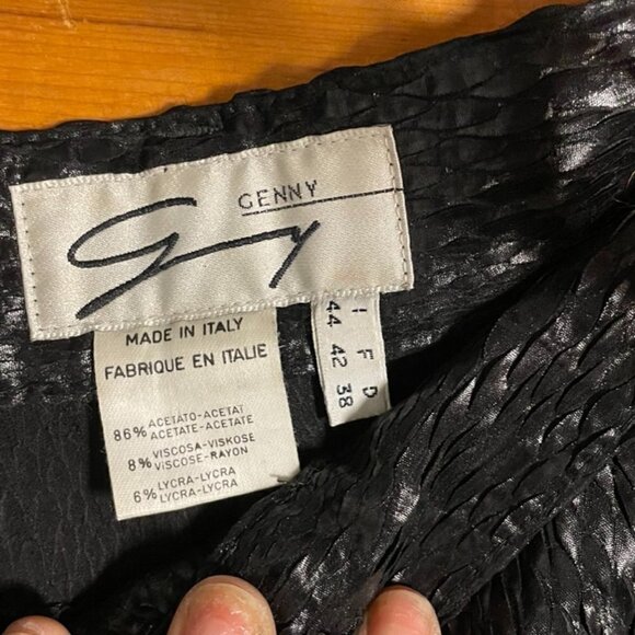 Genny || High Waisted Textured Black Snakeskin Trousers - Picture 3 of 6